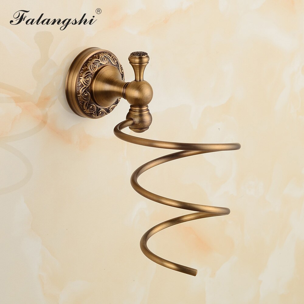 Copper Brass Bathroom Hardware Set Toothbrush Holder Toilet Paper Holder Towel Bar Soap Dish Sanitary Wares for Bathroom WB8802: Hairdryer Holder