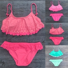 Baby Meisje Badpak Ruches Hollow Twee Stukken Bikini Kinderen Badmode Voor Meisjes Peuter Kinderen Beachwear Kostuum Kleding