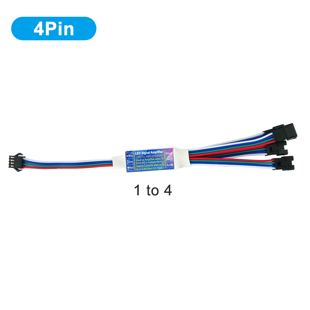 LED TTL Signal Amplifier Repeater Controller 2 In 1 For WS2812B WS2811 WS2813 WS2815 SK6812 3Pin 4Pin RGB Addressable LED Strip: Wathet / 28