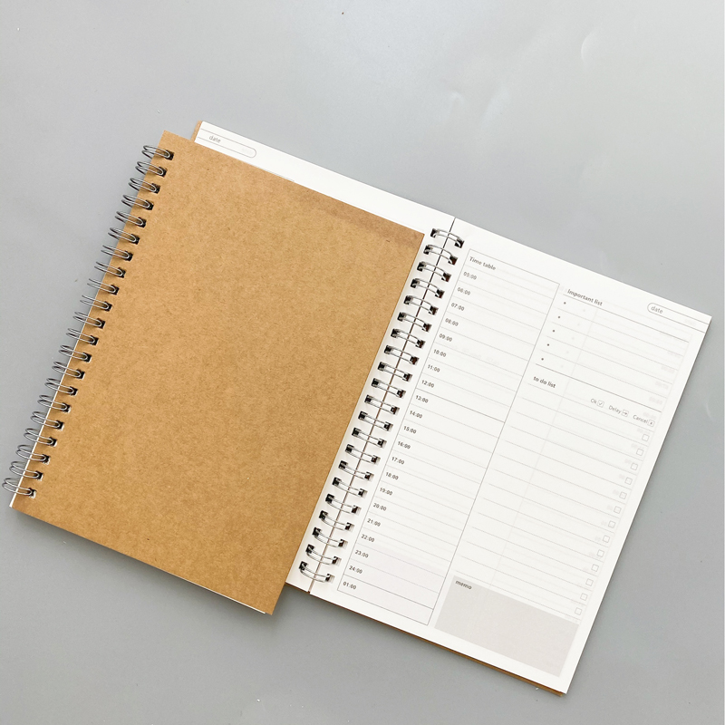 Cuadernos para Agendas, agenda semanal, organizador espiral Libretas A5, libros de notas, agenda mensual de papel Kraft, Filofa