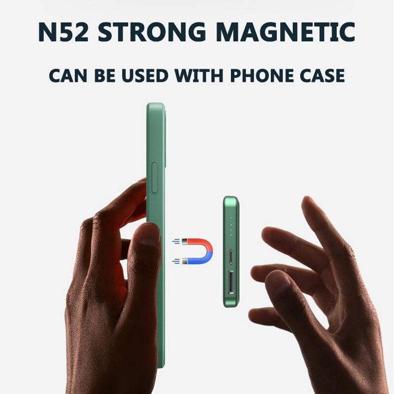 ALIENY-Banco de energía inalámbrico magnético para iPhone 12 Pro Mini Max, batería externa portátil, Cargador rápido
