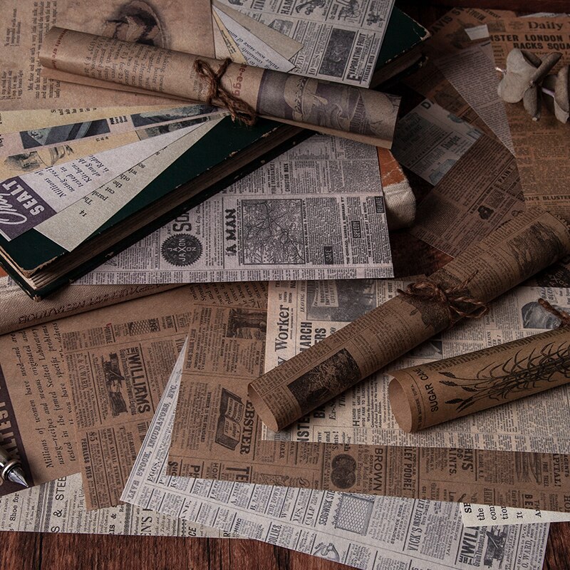60 stk vintage gammel bogside dekorativt papir gammel avis gør-det-selv collage scrapbogsmateriale kraftpapir håndlavet håndværksartikler