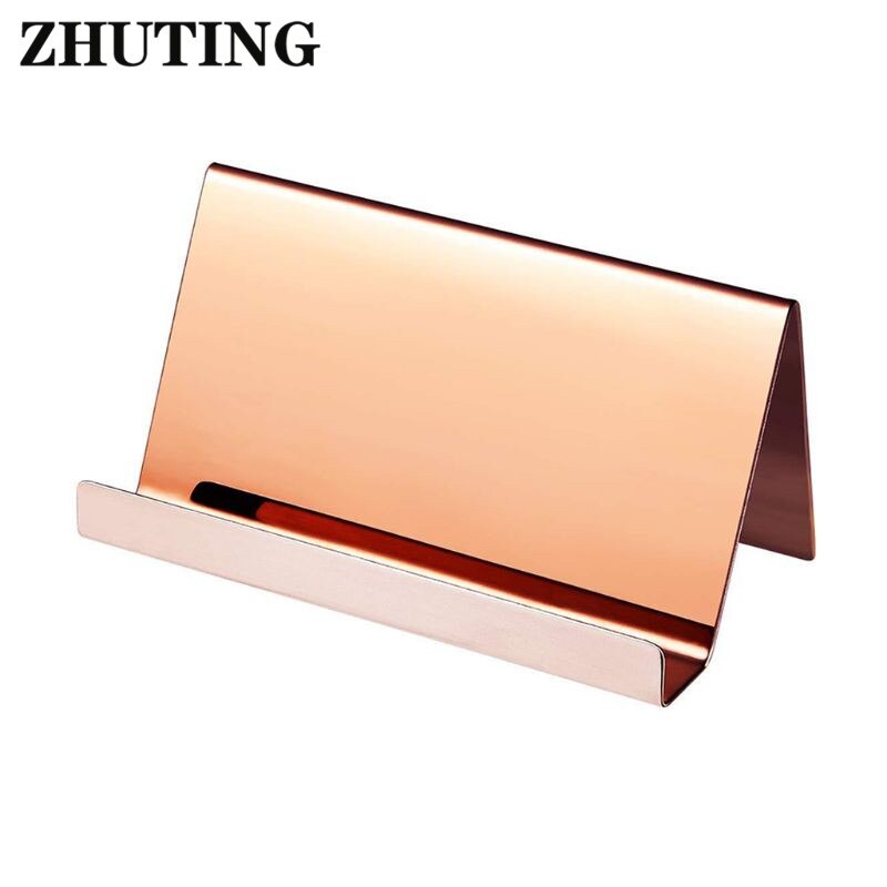 Porte-badge d'affaires en acier inoxydable haut de gamme présentoir organisateur de Table de bureau 2 couleurs carte de visite: rose gold