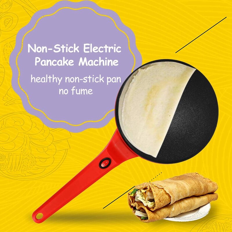 Máquina Eléctrica antiadherente para hacer crepes y tortitas, plancha para hornear pasteles, utensilios de cocina (Enchufe europeo): Default Title