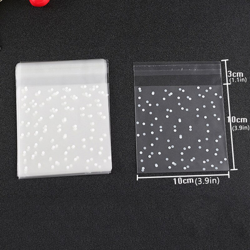 100 Pcs Plastic Tassen Cadeau Voor Cookies Cellofaan Polka Dot Kerst Biscuit Snoep Zak Zelfklevend Seal Wikkelen Levert