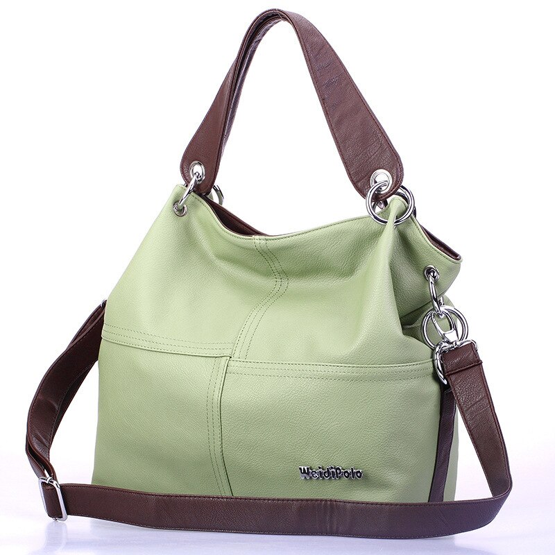 Women Versatile Handbag Soft Offer PU Leather bags Zipper messenger bag Splice grafting Vintage Shoulder Crossbody Bags: Green