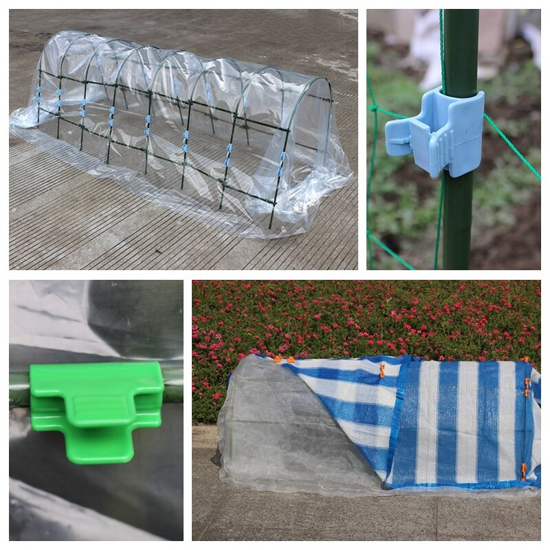 10pcs/lot Pipe Clamp Greenhouse Film Frame Vegetable Fruit Cover Insect Net Sunshade Net Fixing Clamp Clip Home Garden Tools