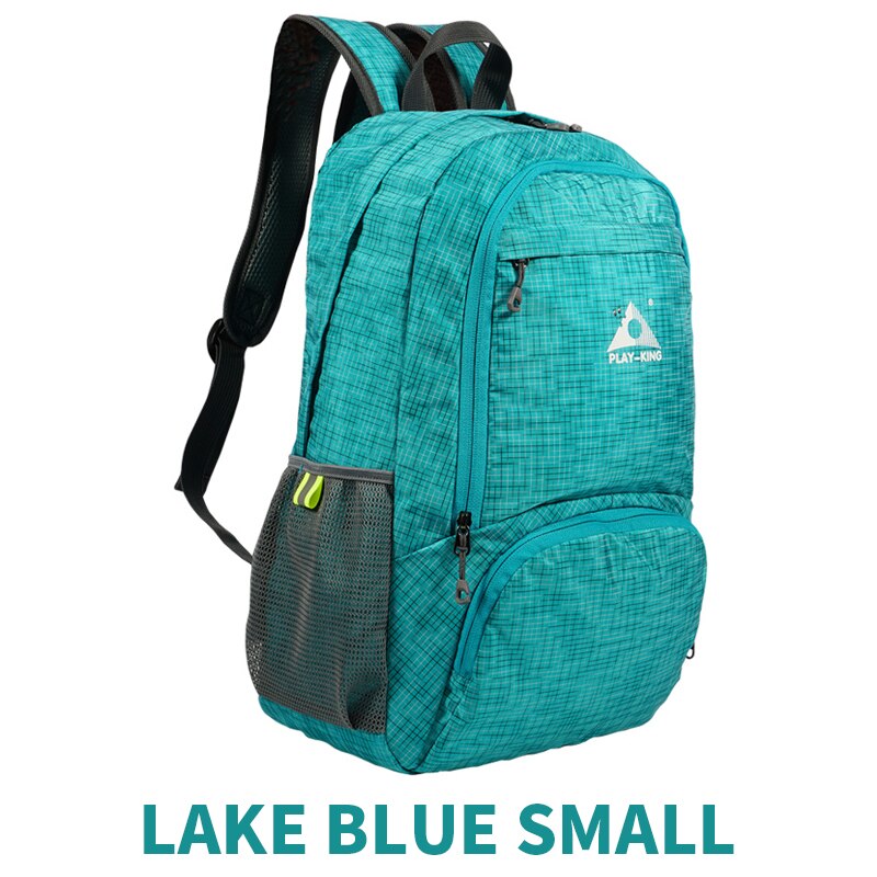 PLAYKING Lightweight Nylon Foldable Backpack Multicolor Waterproof Outdoor Sport Camping Hiking Travel Folding Bags: Lake blue small