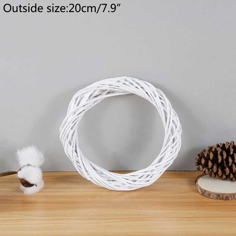 Support de cerceau en rotin blanc 35/25/20cm, pour artisanat, noël, mariage, pâques, couronne de fleurs florales, bricolage, support de cadre de fleurs séchées: 20 cm