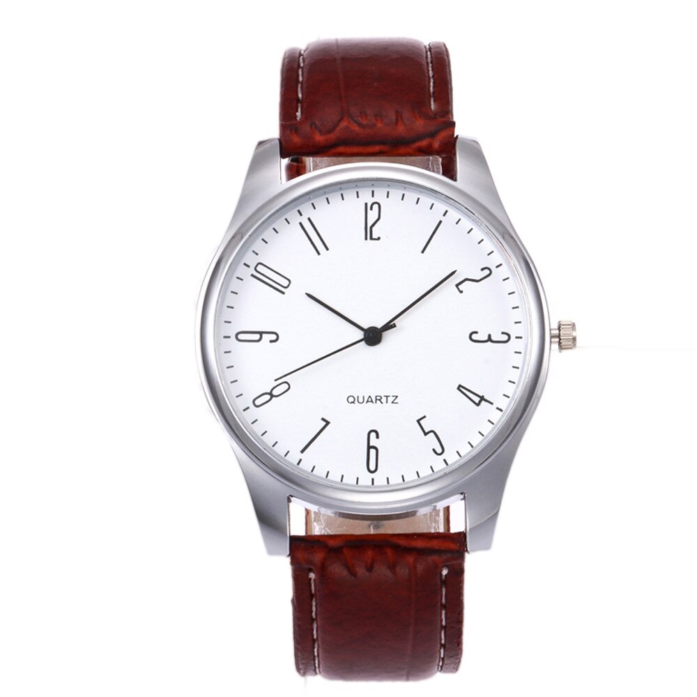 Mode Eenvoud Heren Horloges Heren Eenvoudige Zakelijke Mode Lederen Quartz Horloge Ronde Case Business Horloge: B