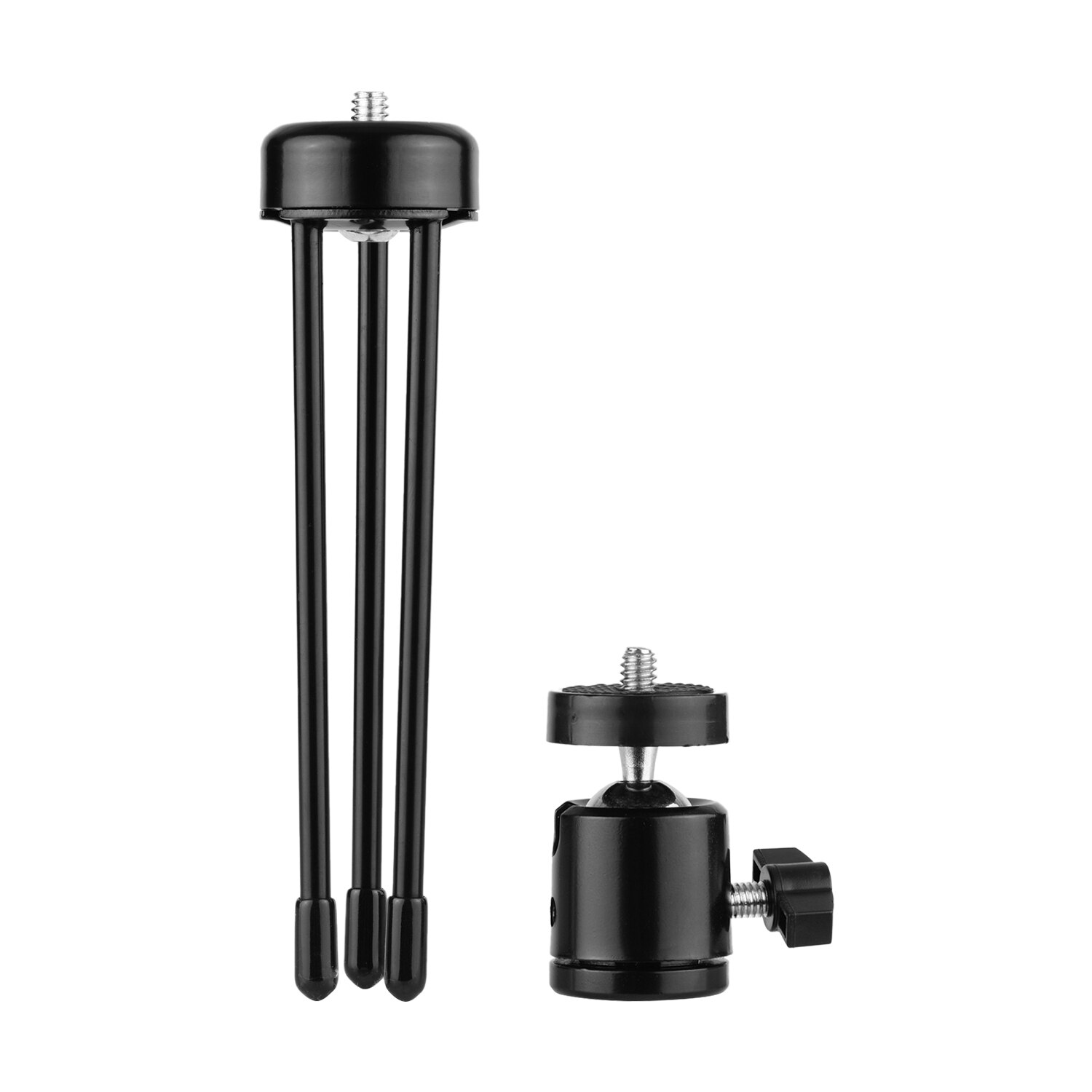 Kit de tripé cabeça redonda de mesa com rotação 360 graus, ranhura em formato de u com parafuso universal 1/4