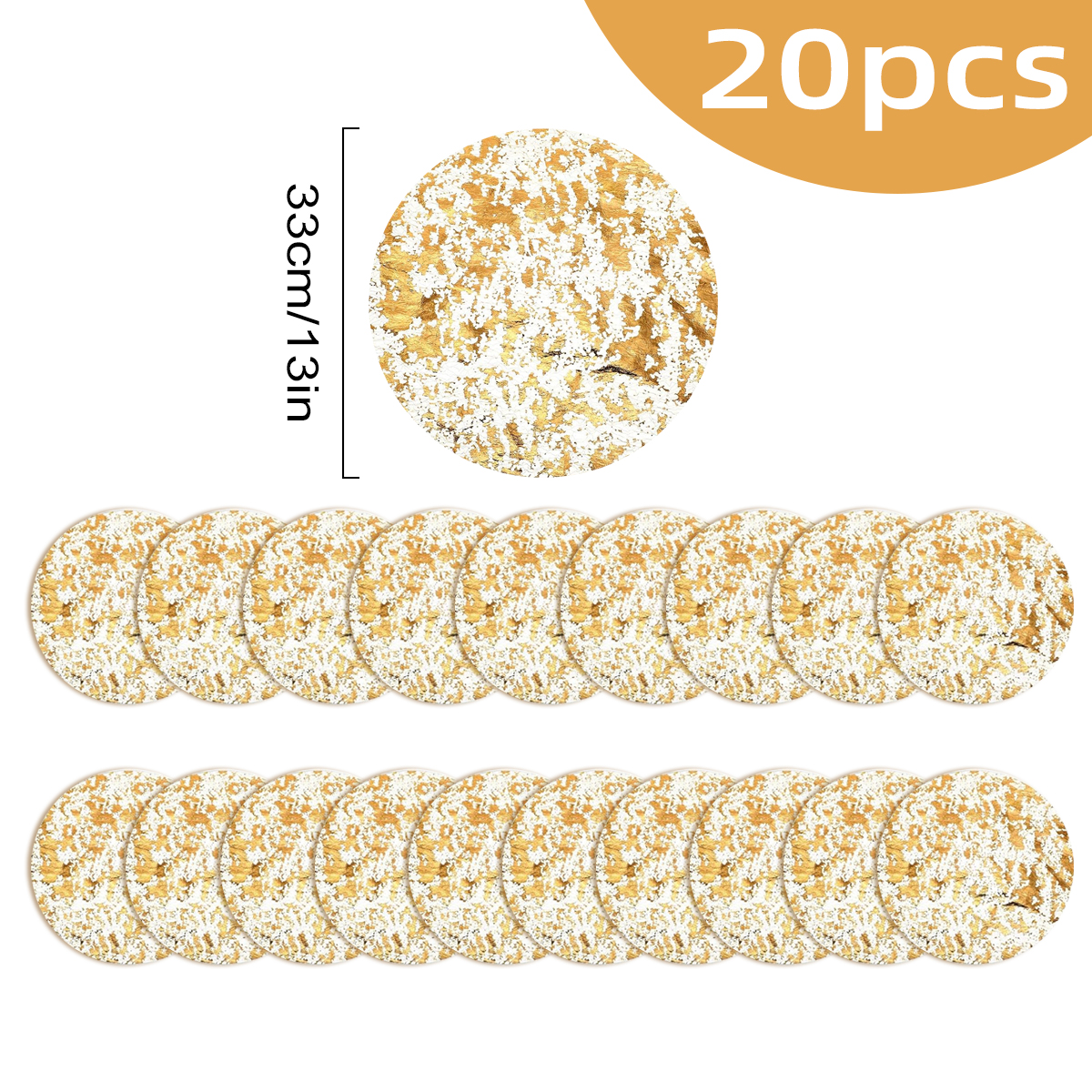 Juego de manteles individuales dorados desechables Leeseph, manteles de mesa redondos de lámina dorada de 13 pulgadas para mesa de comedor de decoración del hogar de de Navidad: Negro
