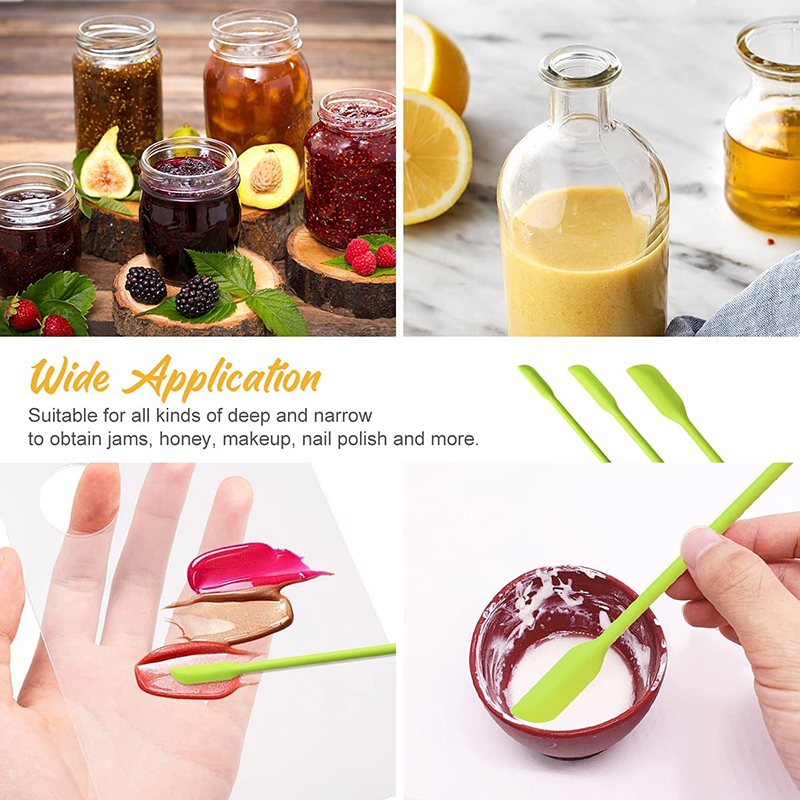4 Stuks Mini Siliconen Spatels Keukengerei Voor Dunne Jar Skinny Openingen Flessen Tiny Schraper Cosmetische Schrapen Mengen Gereedschap