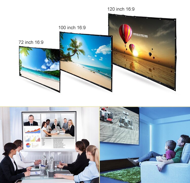 MESEVEN 120 Inches 16:9 Simple Projector Screen Polyester Portable Foldable Front/Rear Non-crease Projection Screen