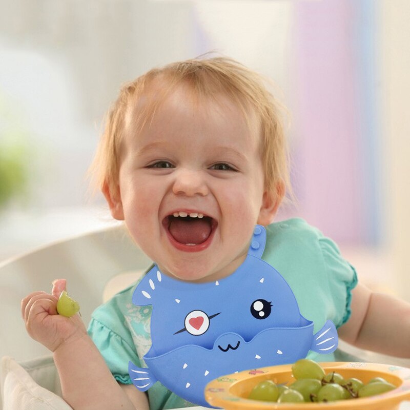 WARMOM Silicone Baby Bib Adjustable Tightness Soft Silicone Bib Waterproof Cartoon Animals Shape Bib Safe Material Baby Bib