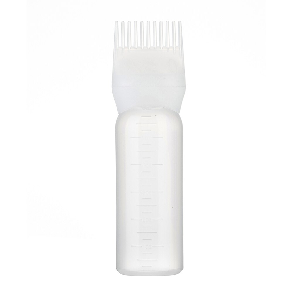 120ml flerfarvet plast hårpåfyldningsflaske applikator kam dispensering salon hårfarvning frisør styling værktøj: Hvid
