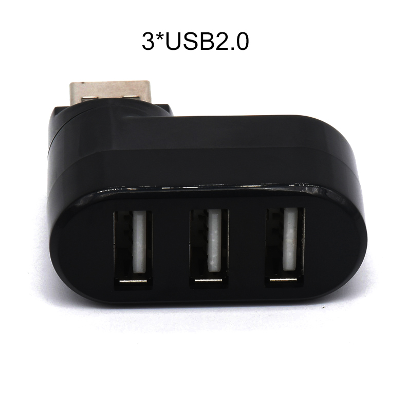 Mini USB HUB 3 Port USB 2.0 Splitter Straight Insertion Rotate Portable Slim HUB for iMac Desktop Laptop Accessories OTG Adapter: USB2.0 Black