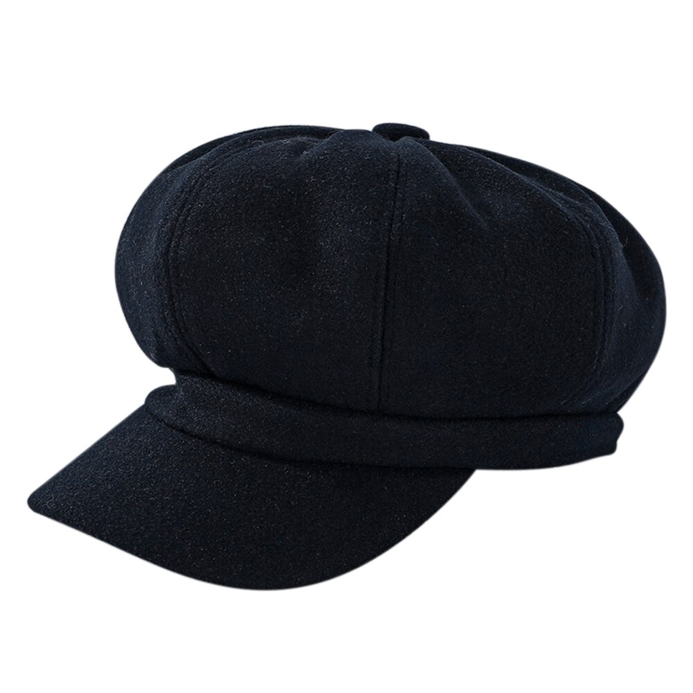 Casquette de livreur de journaux Gatsby, chapeau octogonal de boulanger, béret à visière, chapeau de conduite pour femme, protection solaire, casquette de peintre,: Navy Blue