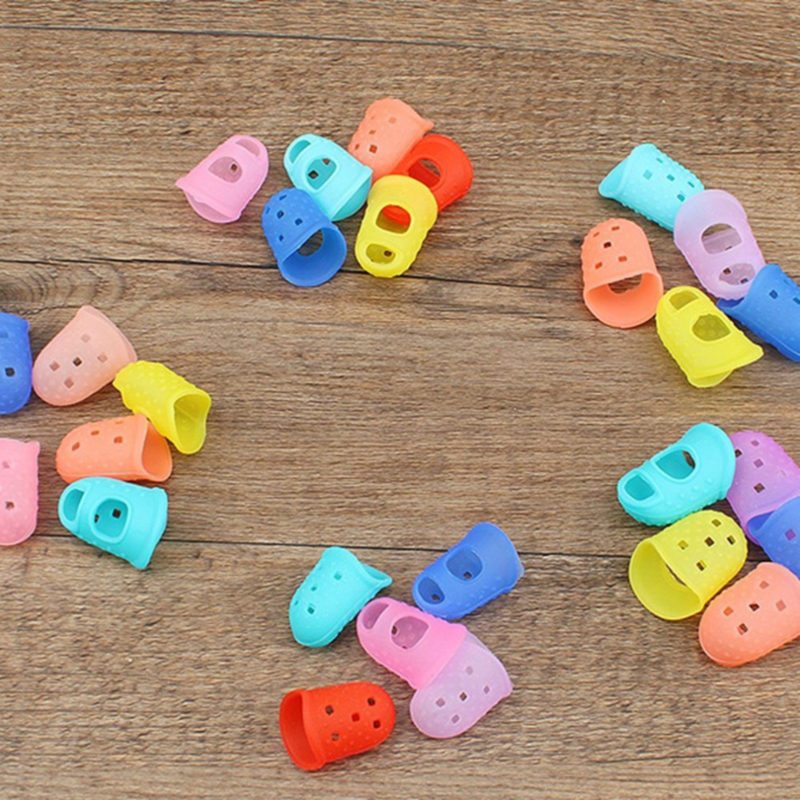 Protectores de dedos de silicona para guitarra, 5 piezas, protectores de dedos para ukelele, antideslizantes, 6 colores opcionales
