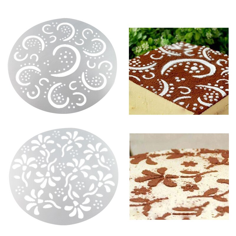 Pvc spuitvorm koffie suiker poeder zeef cakevormen transfervorm taartdecoratie gereedschap keuken bakaccessoires 4pc/ stuks