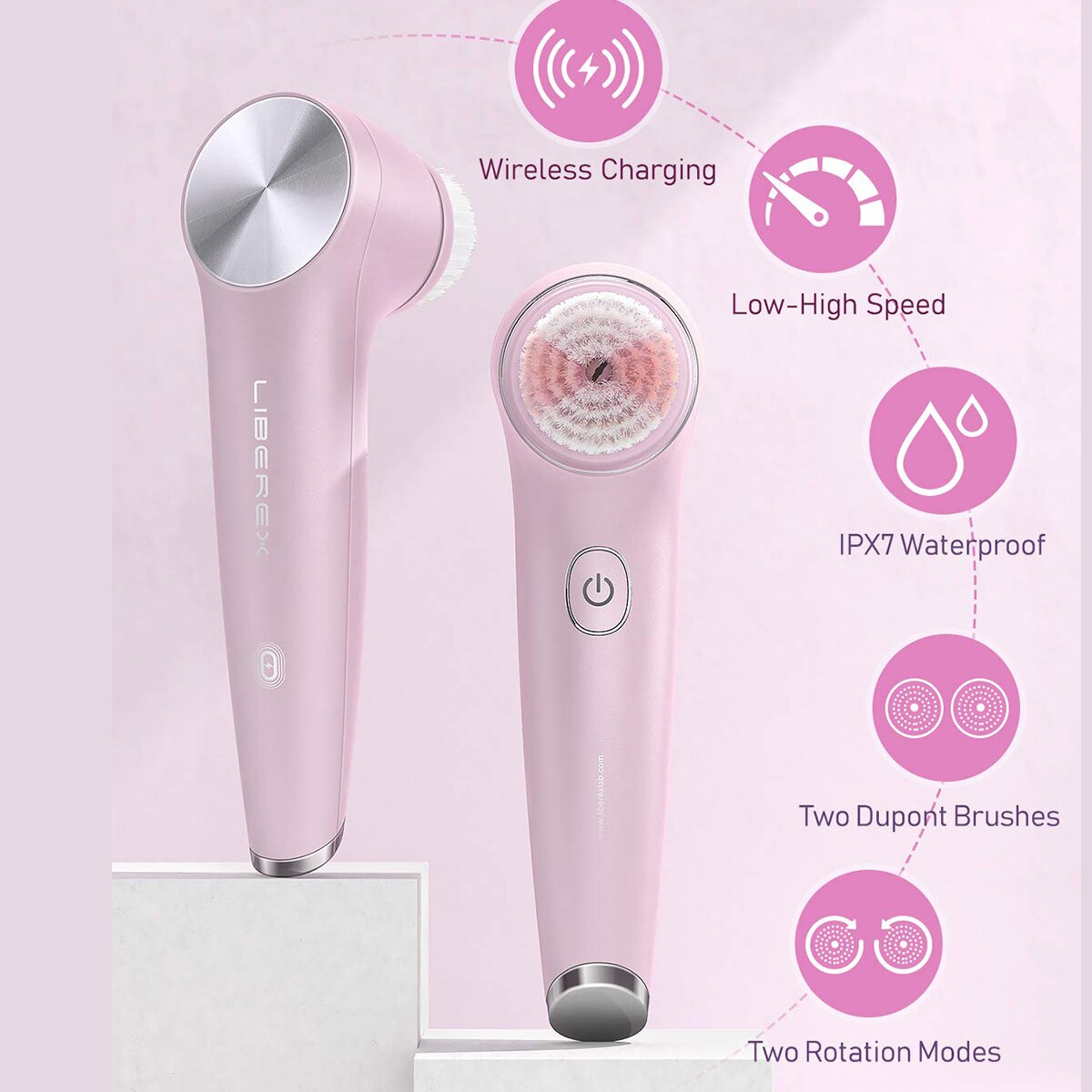Liberex eléctrico giro cepillo de limpieza Facial IPX7 cepillo Facial a prueba de agua profunda eliminar espinillas acné cara limpia cuidado de la piel