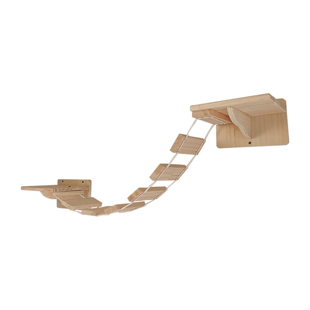 Massief Houten Wand Kat Klimrek Suspension Bridge Set Kat Stappen Bed Plank Tree Tower Kat Speelgoed