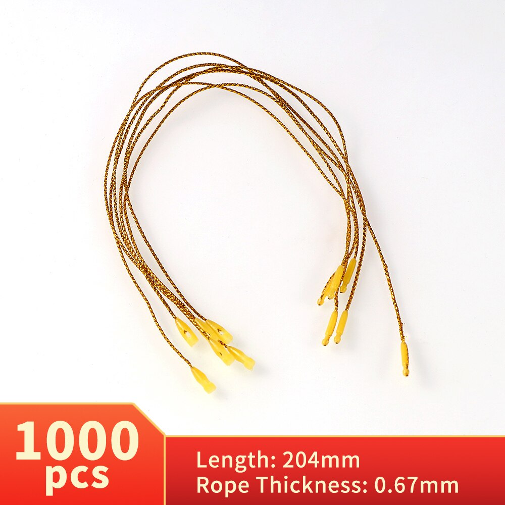 Cuerda para etiquetas de ropa, cordones de colores dorados y plateados, tabletas colgantes para bolsas de ropa, tarjetas, accesorios para etiquetas de ropa DIY, 1000 Uds.: Tag Rope gold