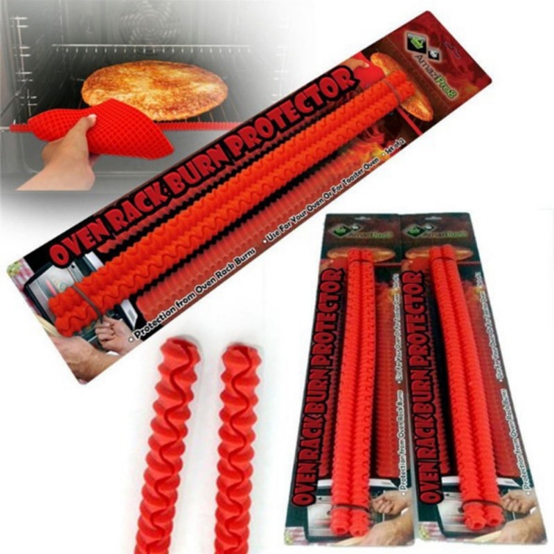 Clip de protection en Silicone pour le bord de la grille du four, 2 pièces, résistant à la chaleur, rouge, ensemble de 2 bandes isolantes pour éviter les brûlures