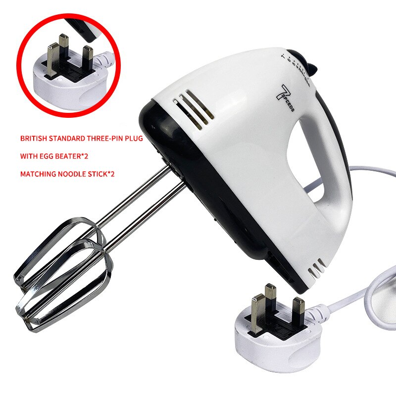 Batidores de comida eléctricos de 220V, 120W, 7 velocidades, batidores de comida para el hogar, minibatidoras, Mezclador de alimentos de huevos para pastel, batidor, herramienta de cocina: BR Style 1