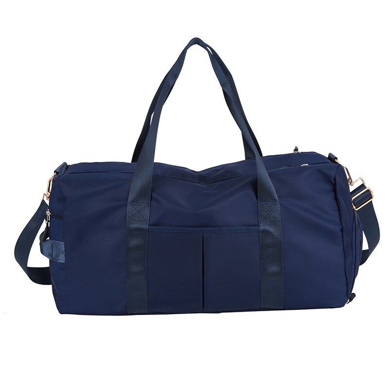 Nylon dames heren reis sport gym schoudertas grote waterdichte nylon handtassen zwart 4 kleuren outdoor sporttassen: Blauw