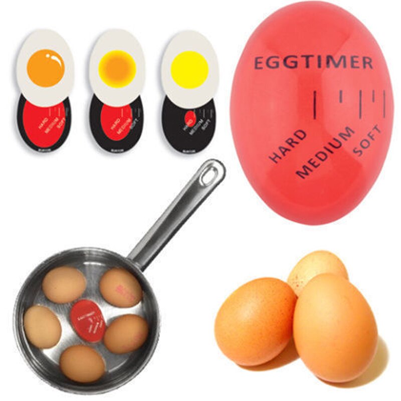 Temporizador de huevos de cocina, utensilios electrónicos que cambian de Color, suaves y duros, utensilios de cocina ecológicos de resina roja