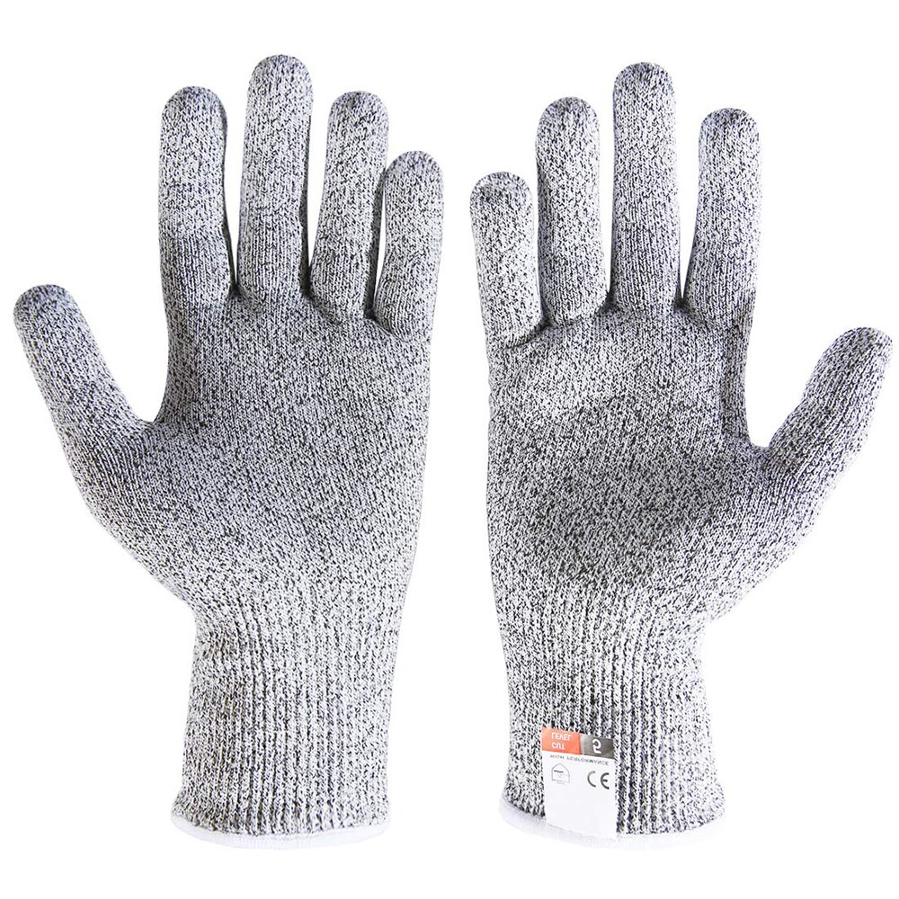 Nivel 5 a prueba de corte de puñalada resistente de Metal de alambre de guante de cocina carnicero cortes guantes para abrir ostras pescado jardinería guantes de seguridad: D / L