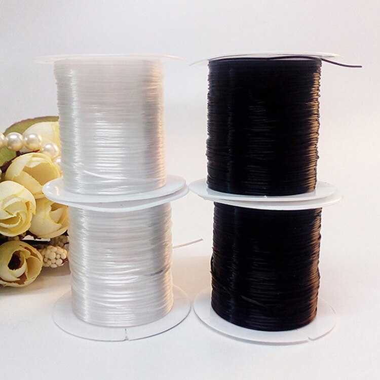 Zwart 2 rollen één verkoop 1mm spandex elastische lijn kleur sieraden kralenlijn diy armband elastische lijn transparant  w5 f 7