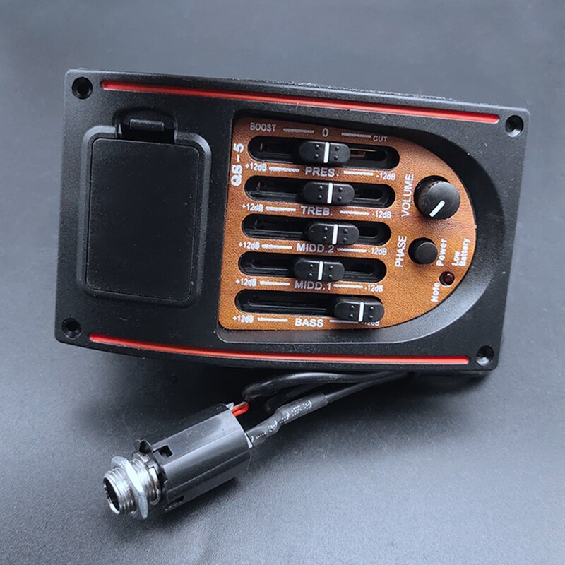 Commandes de tonalité en plastique à 5 bandes, égaliseur EQ, accordeur, micro piézo, guitare acoustique, pré-ampli câblé, pièces, accessoires
