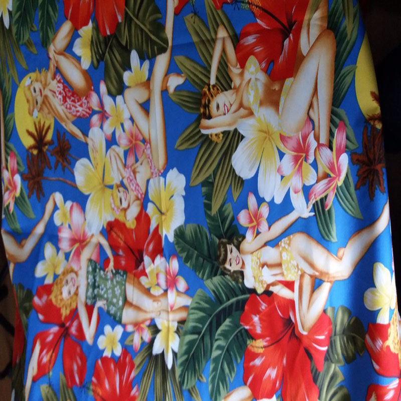 Amazing Sexy Hawaii Lady Printed Cotton Fabric Twill Cloth for Patchwork Quilting Flesh Tissue 50x140cm
