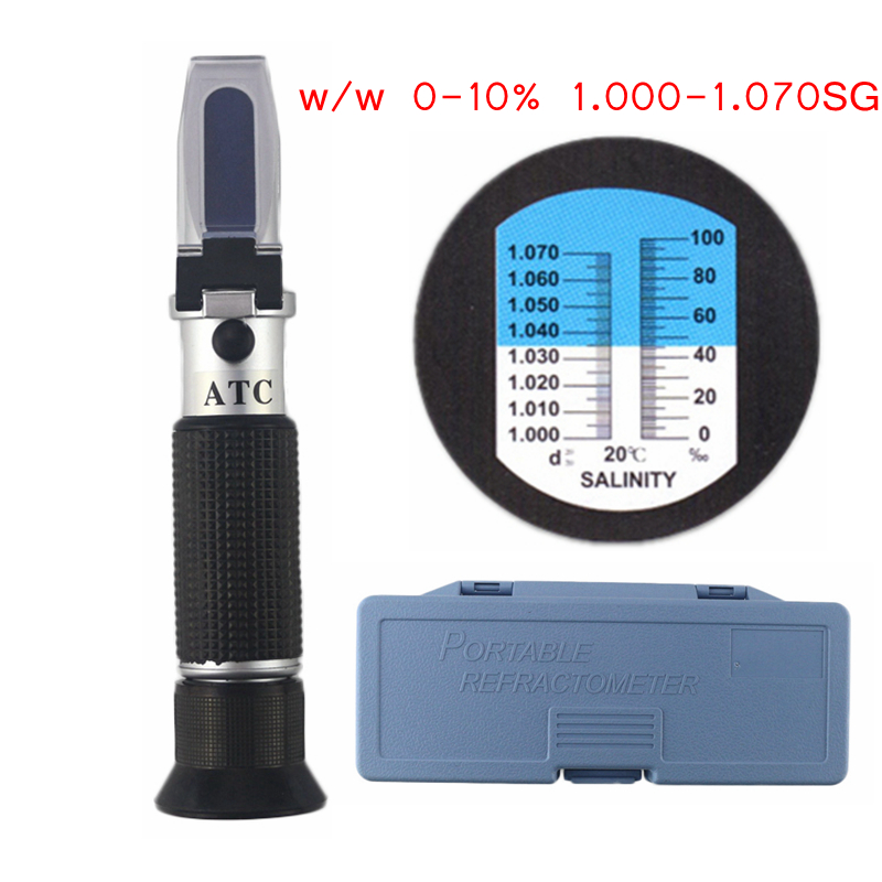 Optical Salometer Salinity Refractometer Meter 0-10% 1.000-1.070SG for Marine Aquaculture Food Salt Tester