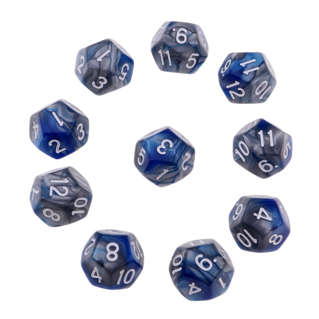  of 10- pakkaus monisivuisia noppaa, polyhedroninoppasetti  d12 d&amp;d / trpg-pöytäpeliroolipelinoppaa varten