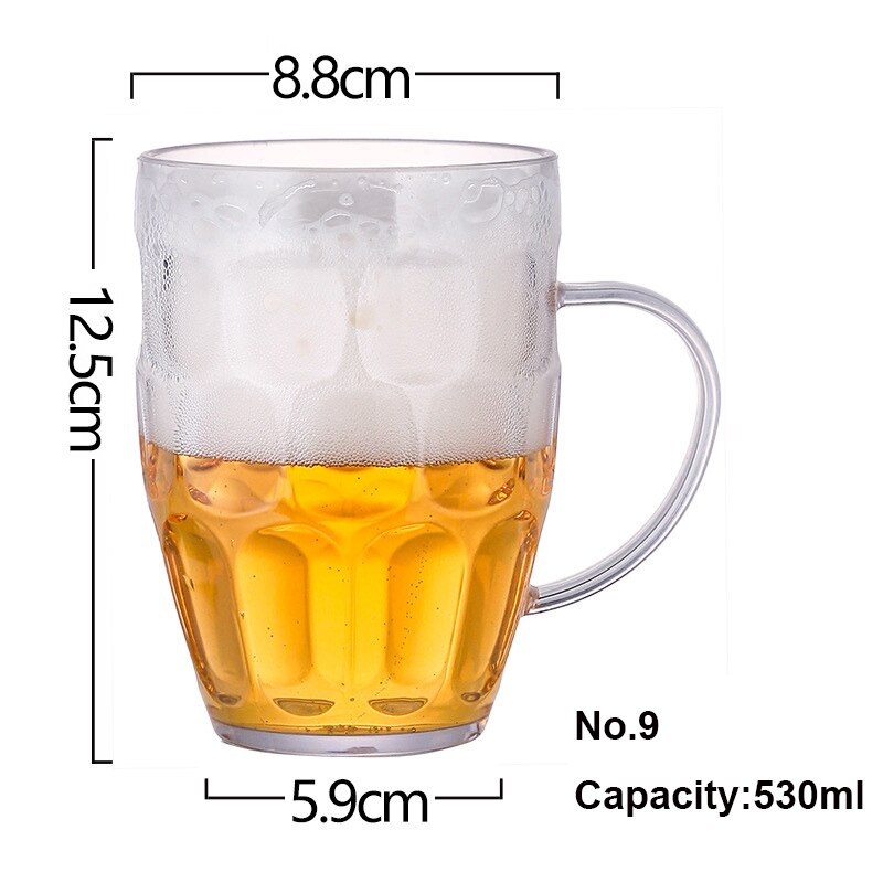 12 Large Capacity Beer Mug Glass Transparent Food Grade Plastic Anti Bar Glass 400-600ml Juice Cup Draught-beer Cup: 9