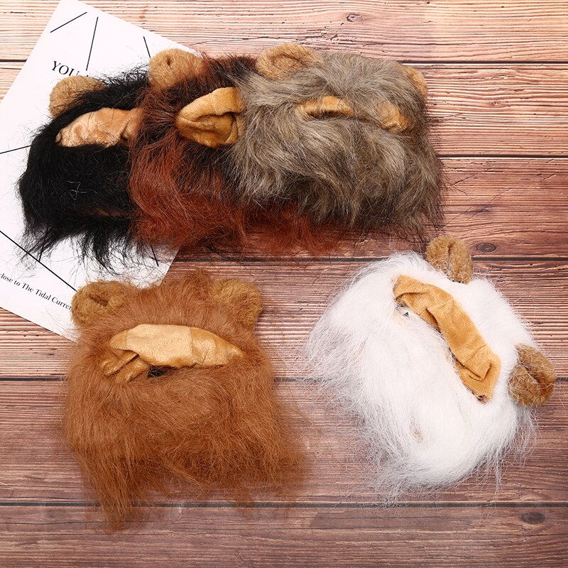Śmieszne słodkie zwierzątko lwia grzywa czapka z peruką kapelusz dla kota Halloween Boże Narodzenie ubrania przebranie z uszami jesień zima kostium Cosplay