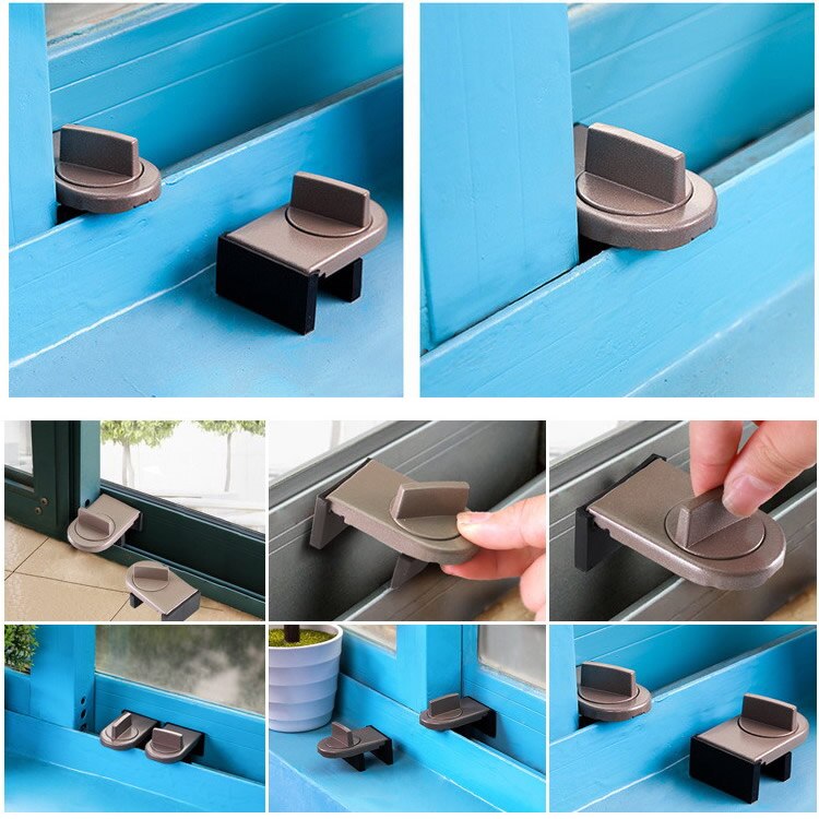 Move Window Child Safety Lock Sliding Windows Lock Kids Cabinet Locks Sliding Door Stopper Security Sliding Sash Stopper FH15