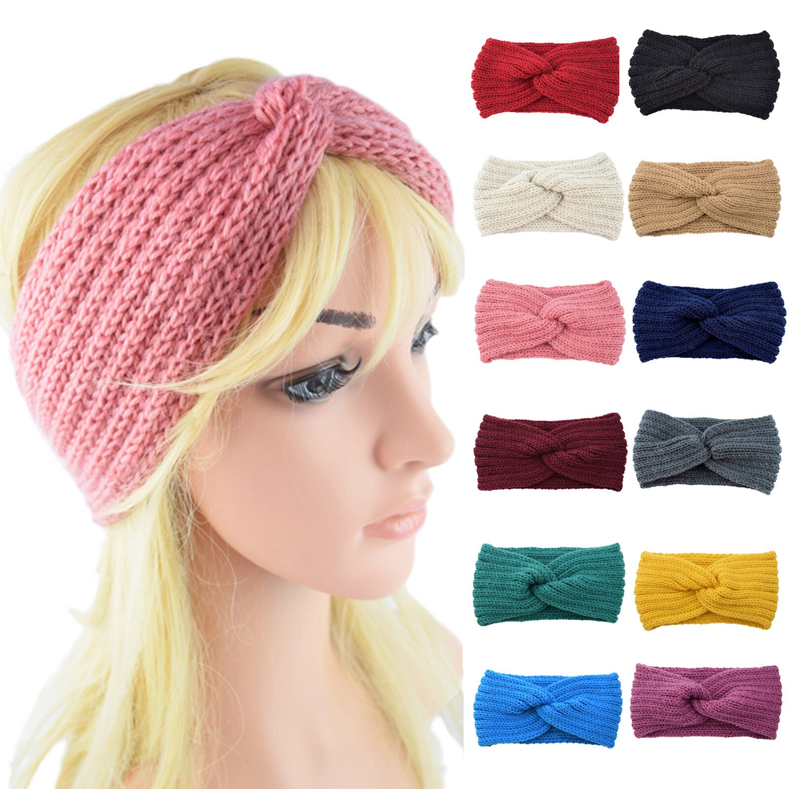 Doux Stretch oreille plus bandeau femmes hiver câble tricot bandeaux bandeaux doux filles Crochet chapeaux Turban