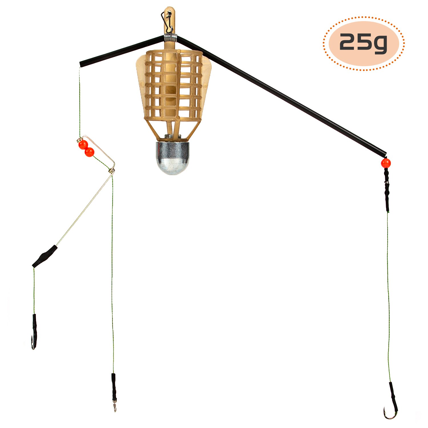 Jaula para cebo de Pesca de 15/20/25/30g con gancho, alimentador de Pesca, soporte para señuelo, jaula para cebo terminado, accesorios para Pesca de carpa: 1 Pcs 25g