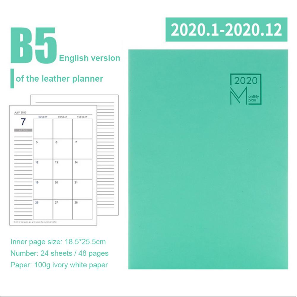 Planner Wekelijkse Maandelijkse Notebook Lederen Cover Leven Planner 24 Sheets Dagboek Boek Persoonlijke Agenda Te Doen Lijst Voor Studenten: green