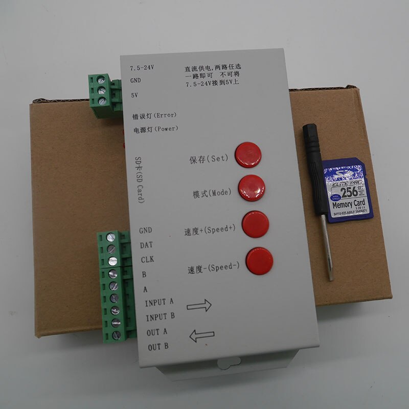T1000S 2048 Pixel DMX 512 Controller SD Karte WS2801 WS2811 WS2812B LPD6803 LED Streifen DC5V 12V 24V RGB volle farbe Controller