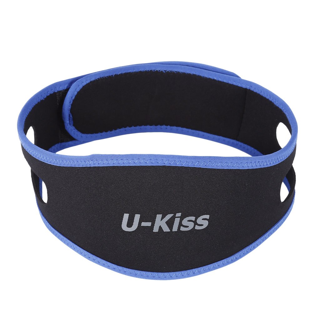 U-Kiss Anti Snoring Snore Stopper Chin Jaw Strap Supporter Sleep Improving Belt Brace Adjustable Black & Blue Soft Material: Longer version