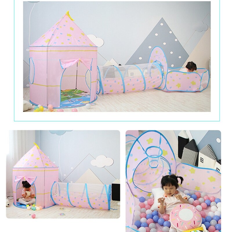 Tunnel enfant 3 en 1 tente maison jouer jouets pliable enfants ramper Portable océan piscine petites maisons pour enfants