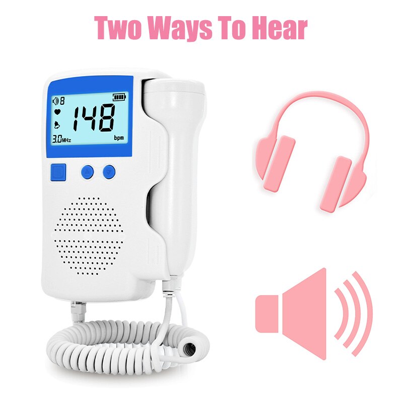 Detector de ritmo cardíaco Fetal para bebés, Monitor Fetal portátil de 3,0 MHz para el embarazo bebes estetoscopio ultrasonido doppler fetal embarazada ecografo portatil hogar sonar fetal monitor escuchar latidos bebe