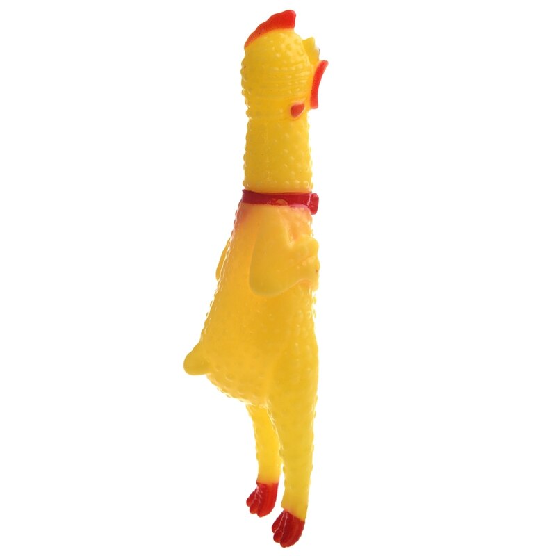 Yellow Red Soft Plastic Squeeze Shrilling Chicken Toy