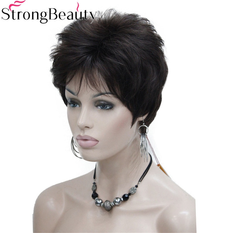 StrongBeauty Korte Rechte Synthetisch Rood Oranje Bruin Blonde Pruiken Hittebestendig Volledige Pruik Veel Kleur Voor Kiezen