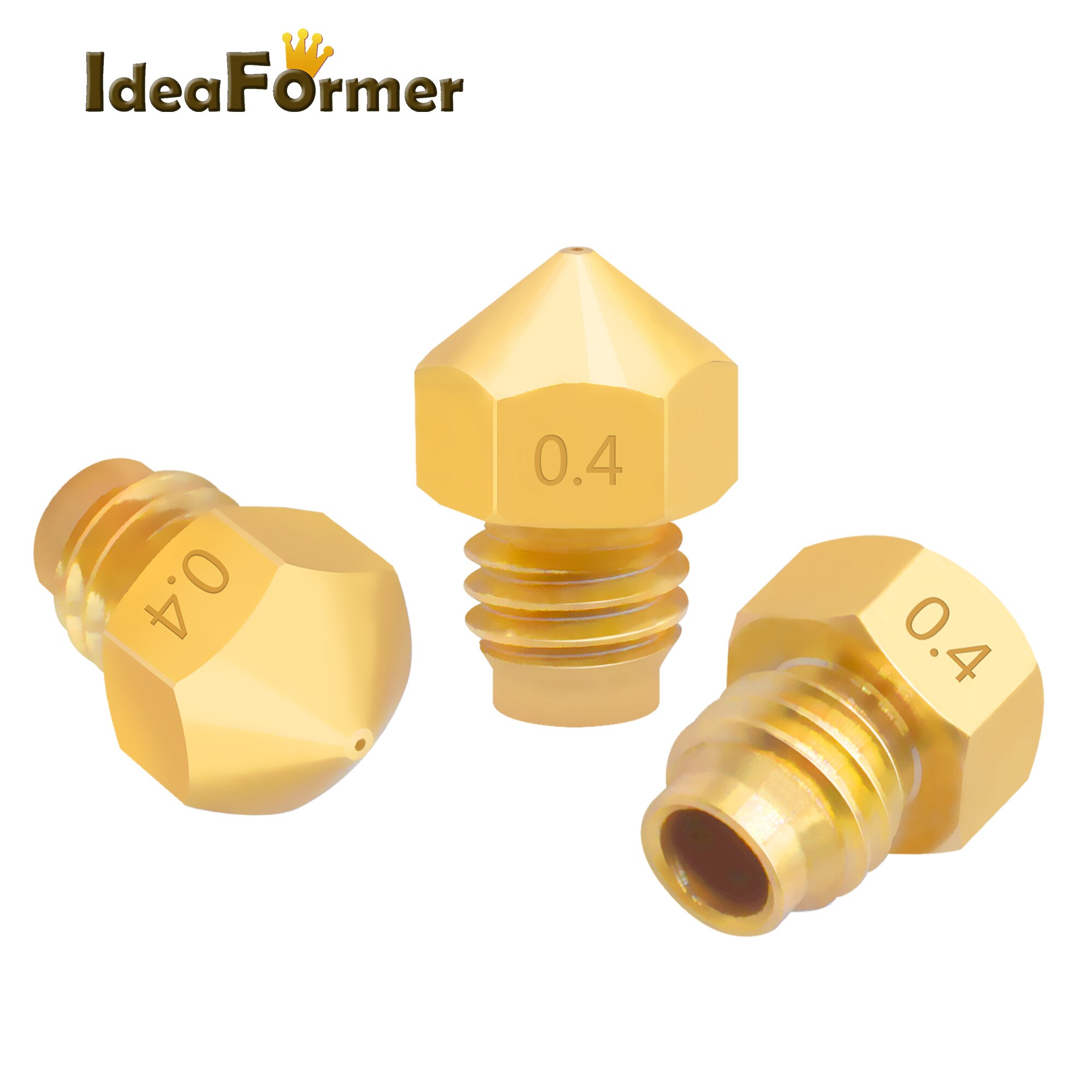 5Pcs 3D Printer V6 M5 Schroefdraad Boring 0.4Mm Messing Nozzle Fit V6 2 In 1 Out Warmte blok Voor 3D Printer Onderdelen 1.75Mm Filament.